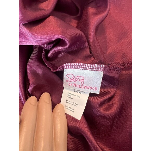 Shirley of Hollywood Lace Satin Lingerie NIGHTGOWN BURGUNDY MEDIUM NWT NEW #178 - Picture 8 of 8